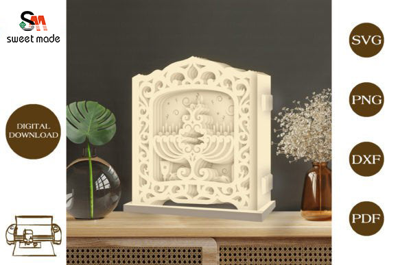 Hanukkah Pop Up Light Box File Paper Cut Template Cricut File