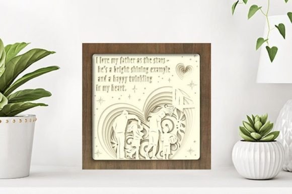 Happy Fathers Day Paper Cut Light Box Graphics Template -1