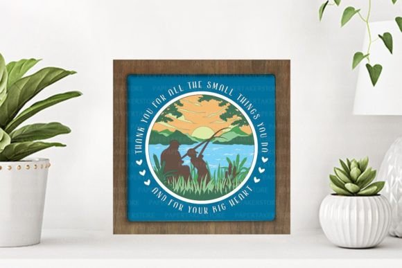 Happy Fathers Day Paper Cut Light Box Graphics Template -8