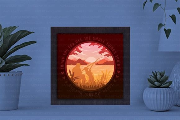 Happy Fathers Day Paper Cut Light Box Graphics Template -8