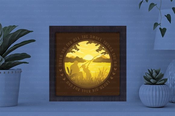 Happy Fathers Day Paper Cut Light Box Graphics Template -8