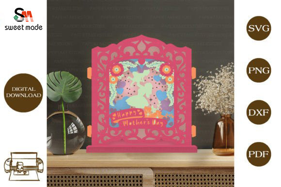 Happy Mothers Day Pop Up Light Box File Paper Cut Template Cricut File