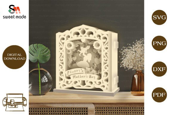 Happy Mothers Day Pop Up Light Box File Paper Cut Template Cricut File