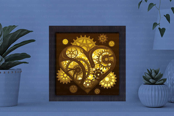 Heart-Gear Paper Cut Light Box Graphics Template