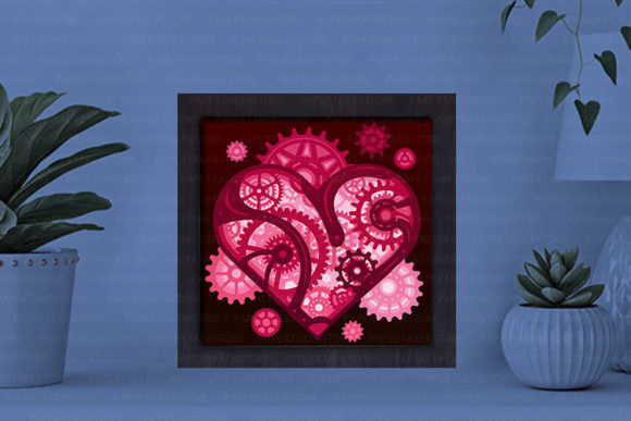 Heart-Gear Paper Cut Light Box Graphics Template