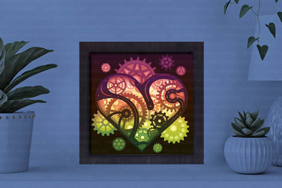 Heart-Gear Paper Cut Light Box Graphics Template