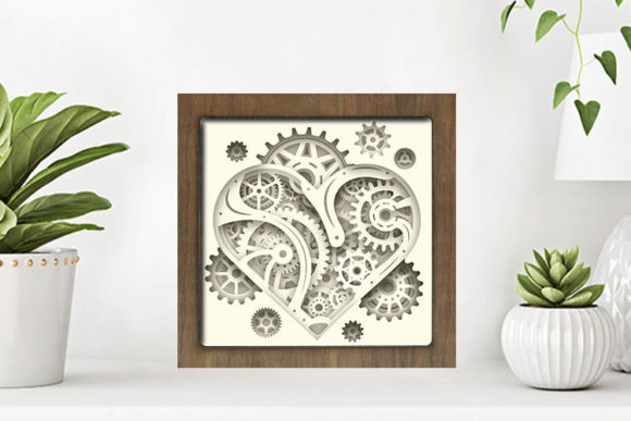 Heart-Gear Paper Cut Light Box Graphics Template