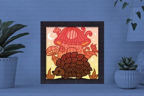 Hedgehog Paper Cut Light Box Graphics Template