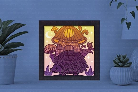 Hedgehog Paper Cut Light Box Graphics Template
