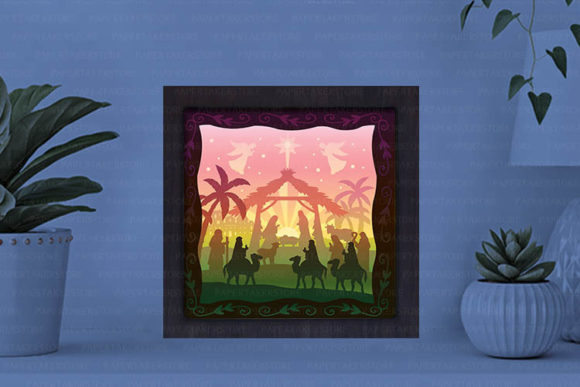 Holy Night Paper Cut Light Box Graphics Template