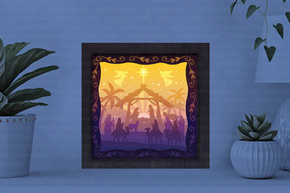 Holy Night Paper Cut Light Box Graphics Template