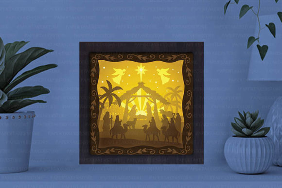 Holy Night Paper Cut Light Box Graphics Template