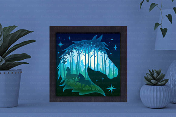 Horse Paper Cut Light Box Graphics Template
