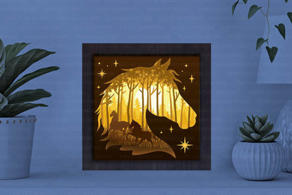 Horse Paper Cut Light Box Graphics Template