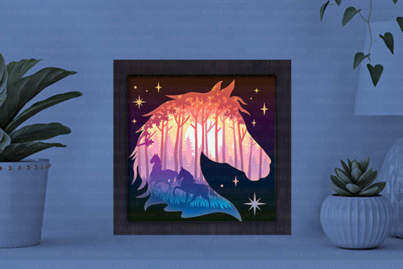 Horse Paper Cut Light Box Graphics Template