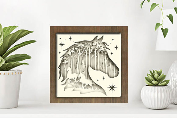 Horse Paper Cut Light Box Graphics Template