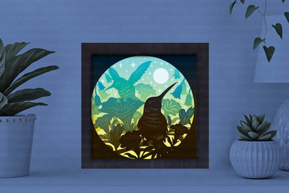Hummingbird Paper Cut Light Box Graphics Template