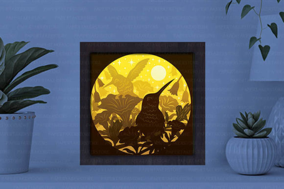 Hummingbird Paper Cut Light Box Graphics Template