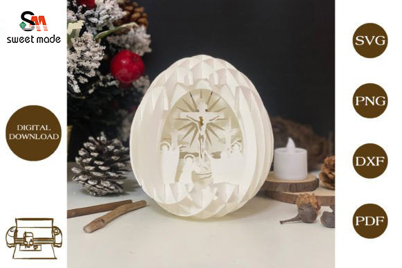 Jesus-2 Pop Up Egg Light Box Paper Cut Template Cricut File