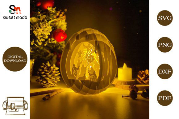 Jesus-3 Pop Up Egg Light Box Paper Cut Template Cricut File
