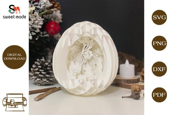 Jesus-3 Pop Up Egg Light Box Paper Cut Template Cricut File