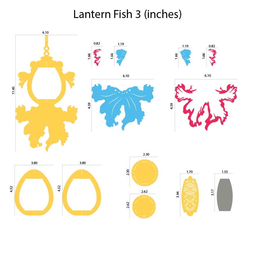 3D Fish Paper Lantern Template