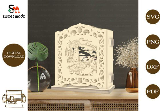 Lighthouse Pop Up Light Box File Paper Cut Template Cricut File
