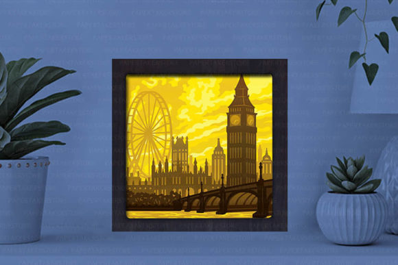 London Paper Cut Light Box Graphics Template