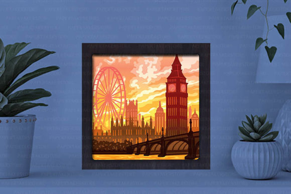 London Paper Cut Light Box Graphics Template
