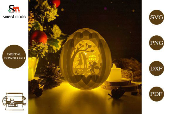 Love Pop Up Egg Light Box Paper Cut Template Cricut File