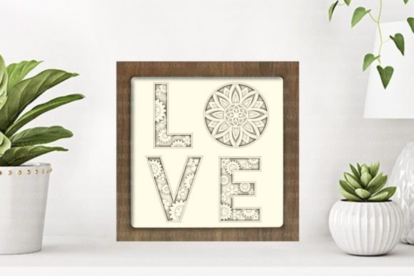 Love Sunflower Paper Cut Light Box Graphics Template