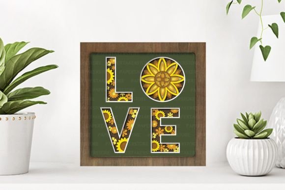 Love Sunflower Paper Cut Light Box Graphics Template