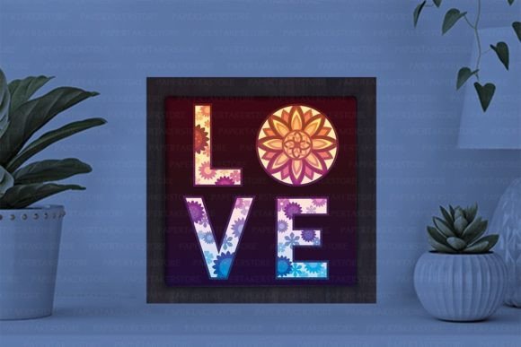 Love Sunflower Paper Cut Light Box Graphics Template