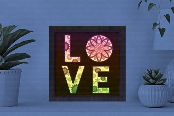 Love Sunflower Paper Cut Light Box Graphics Template