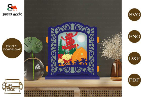 Merry Christmas 7 Pop Up Light Box File Paper Cut Template Cricut File