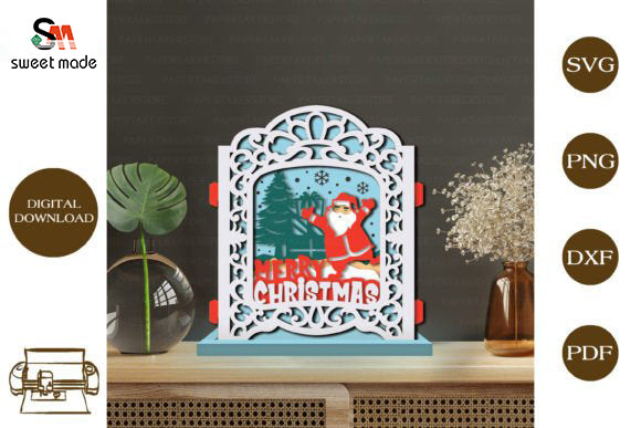 Merry Christmas 8 Pop Up Light Box File Paper Cut Template Cricut File