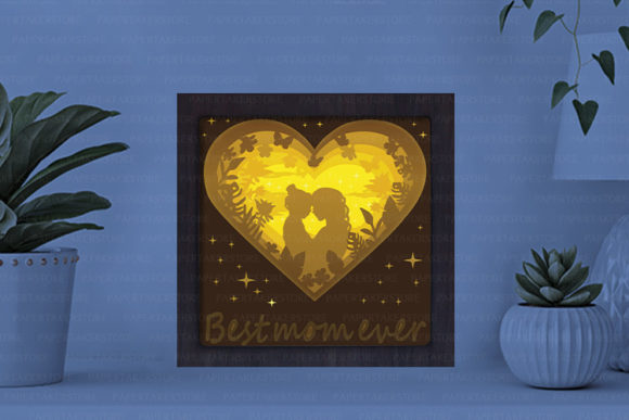 Mother and Daughter Paper Cut Light Box Graphics Template
