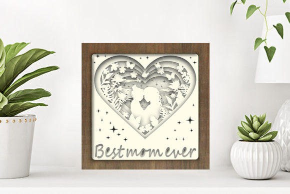 Mother and Daughter Paper Cut Light Box Graphics Template