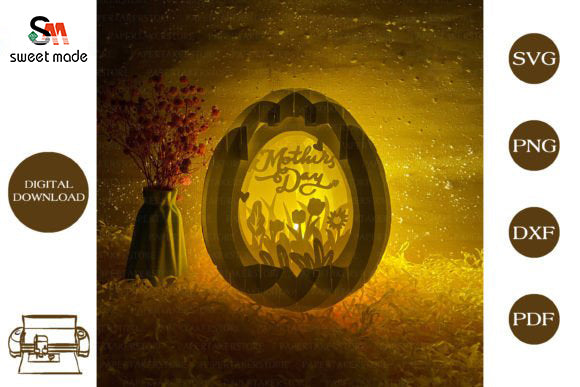 Mothers Day-1 Pop Up Egg Light Box Paper Cut Template Cricut File