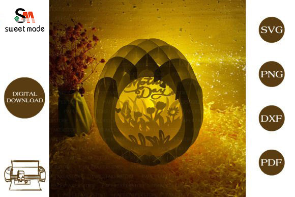 Mothers Day-1 Pop Up Egg Light Box Paper Cut Template Cricut File