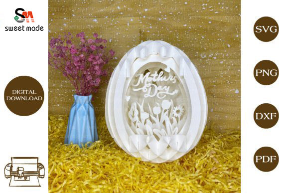 Mothers Day-1 Pop Up Egg Light Box Paper Cut Template Cricut File