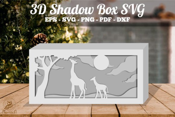 Animals Themes 3D Shadow Box Paper Cut Template(Rectangle)