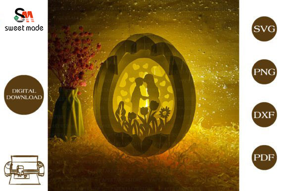 Mothers Day-3 Pop Up Egg Light Box Paper Cut Template Cricut File