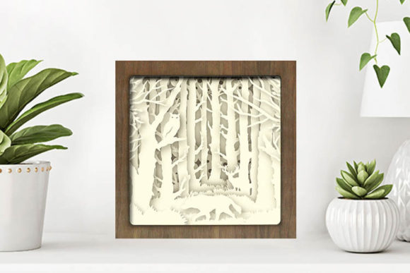 Owl and Wolf Paper Cut Light Box Graphics Template