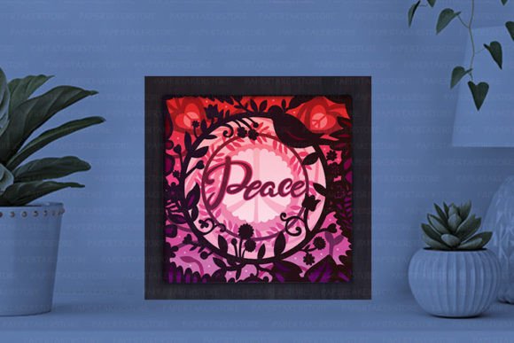 Peace Paper Cut Light Box Graphics Template