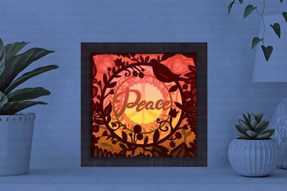 Peace Paper Cut Light Box Graphics Template