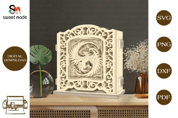 Phoenix Pop Up Light Box File Paper Cut Template Cricut File