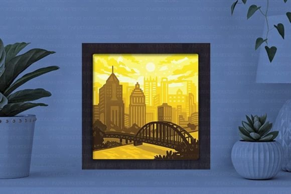 Pittsburgh Paper Cut Light Box Graphics Template
