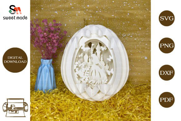 Princess Pop Up Egg Light Box Paper Cut Template Cricut File