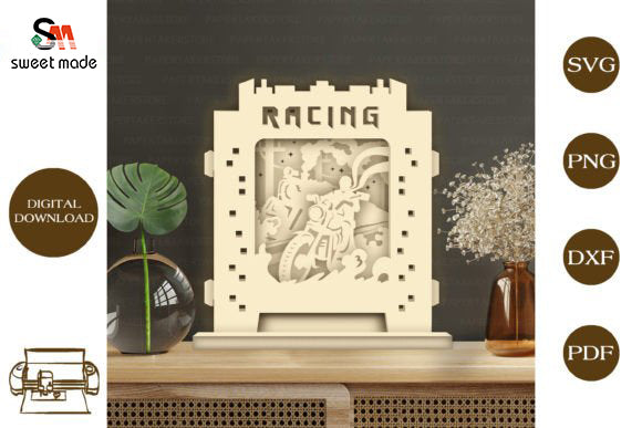 Racing Pop Up Light Box File Paper Cut Template Cricut File